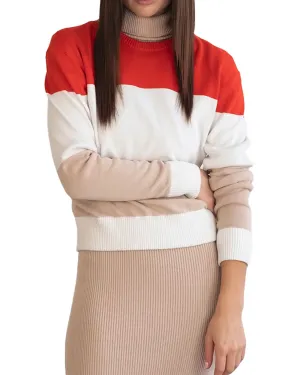 Orange Colorblock Josefine Pullover
