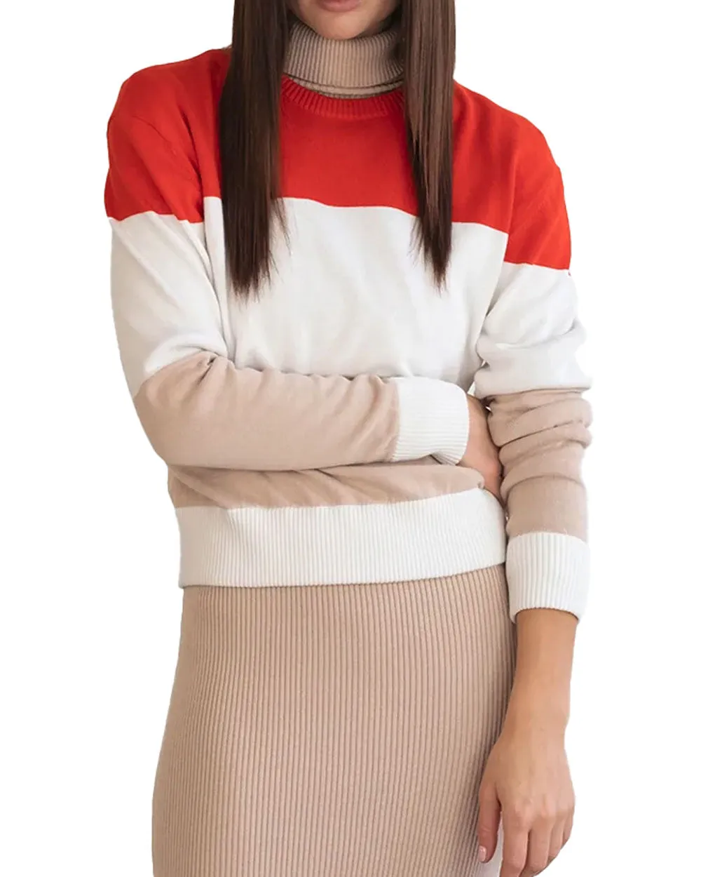 Orange Colorblock Josefine Pullover