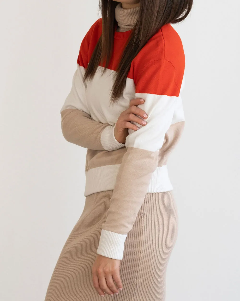Orange Colorblock Josefine Pullover