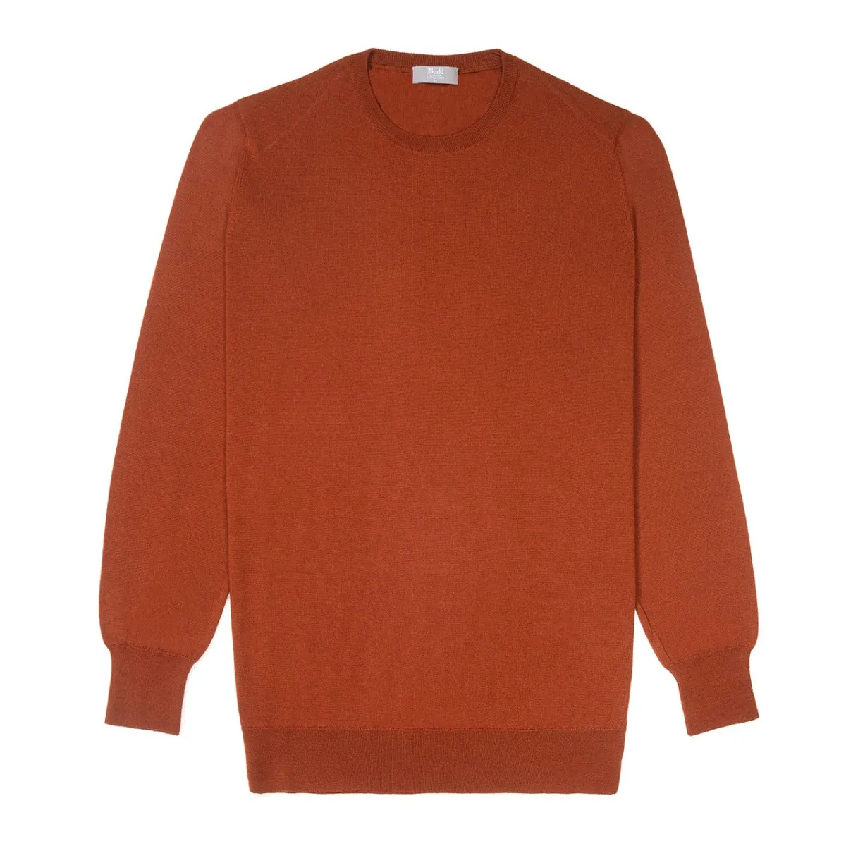 Plain Wool Crew Neck Jumper in Cayenne