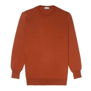 Plain Wool Crew Neck Jumper in Cayenne