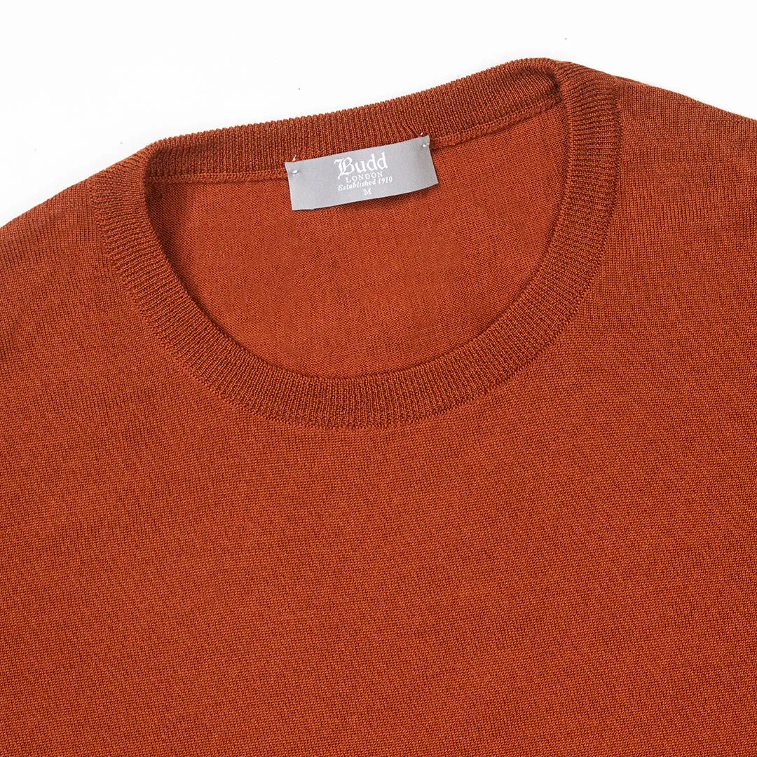 Plain Wool Crew Neck Jumper in Cayenne
