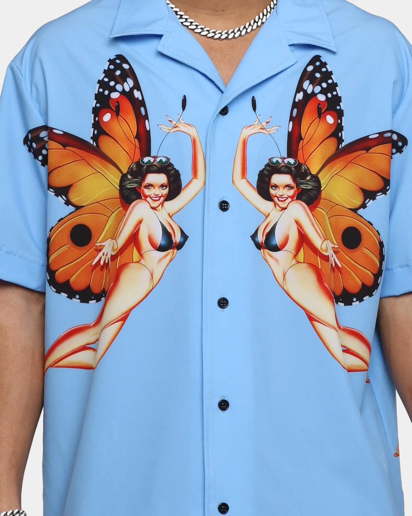 Playboy By CK Butterfly Party Shirt Baby Blue