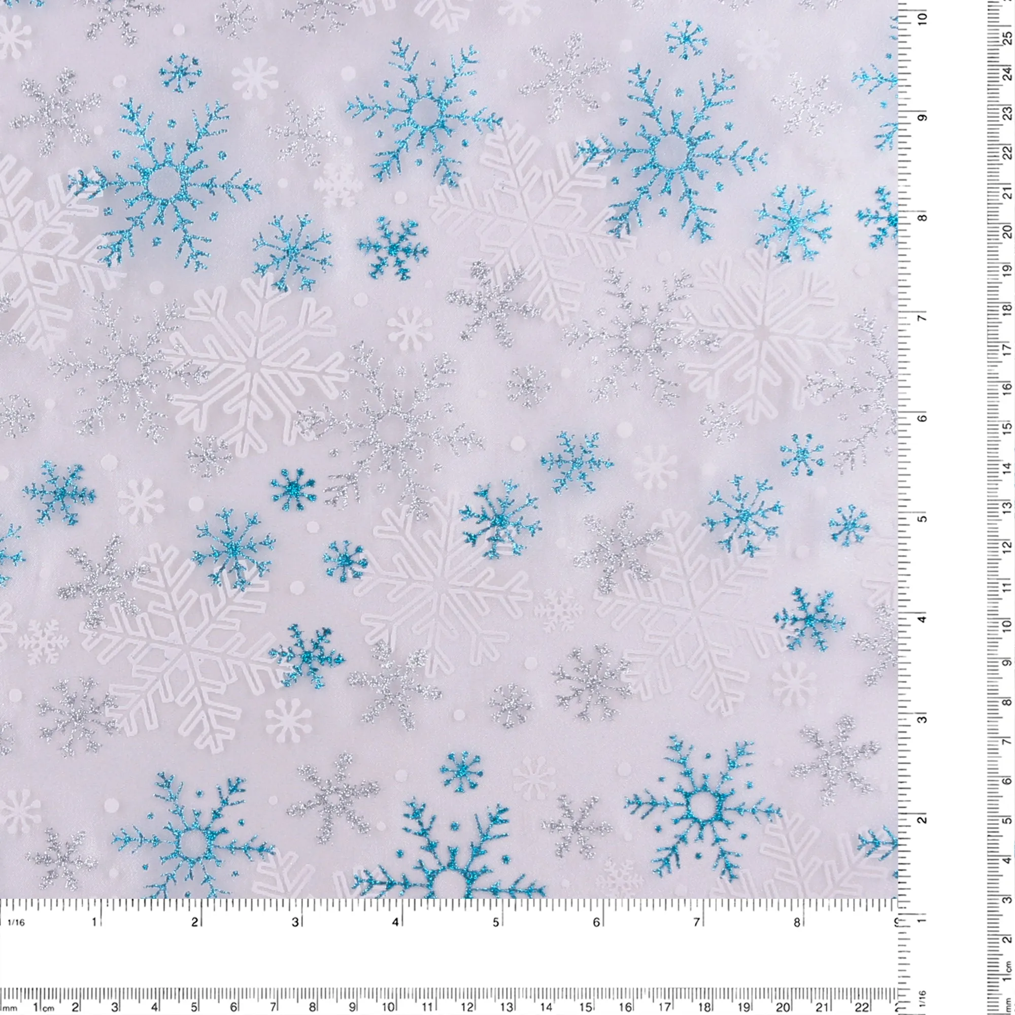 Printed Organza - GLITTER - 002 - Blue