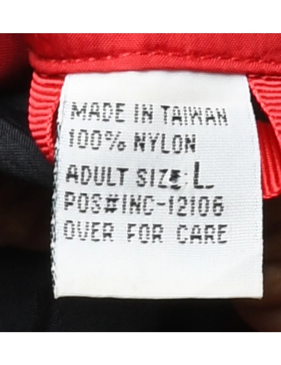 Quarter-Zip Black & Red Nylon Jacket - L