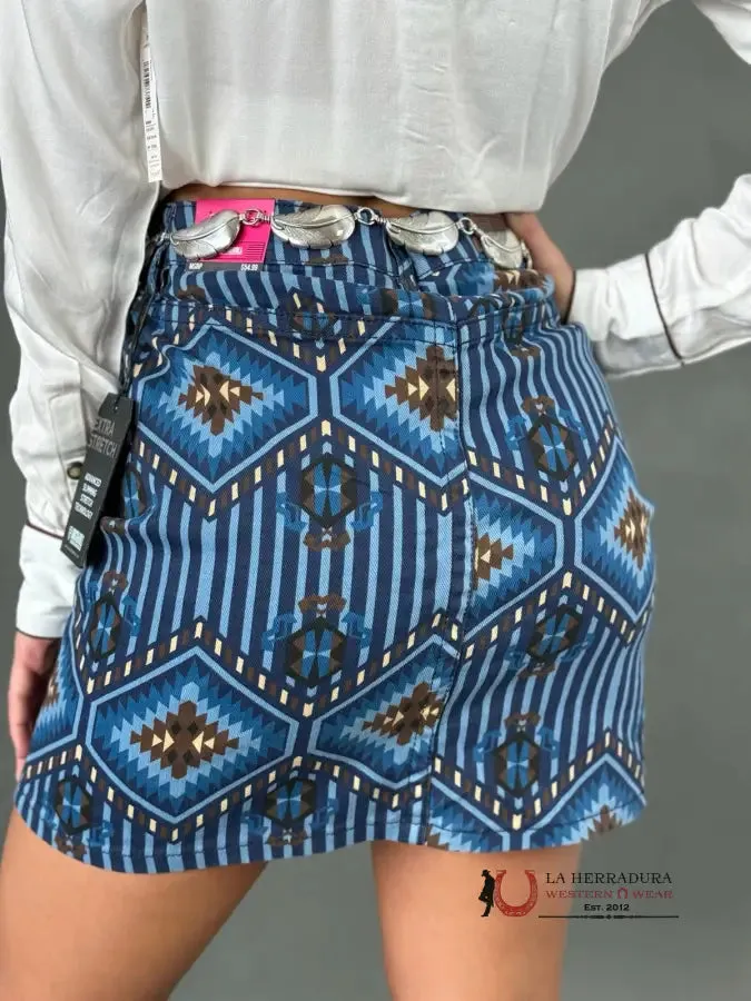 Rock&Roll NAVY HIGH RISE SKIRT AZTEC