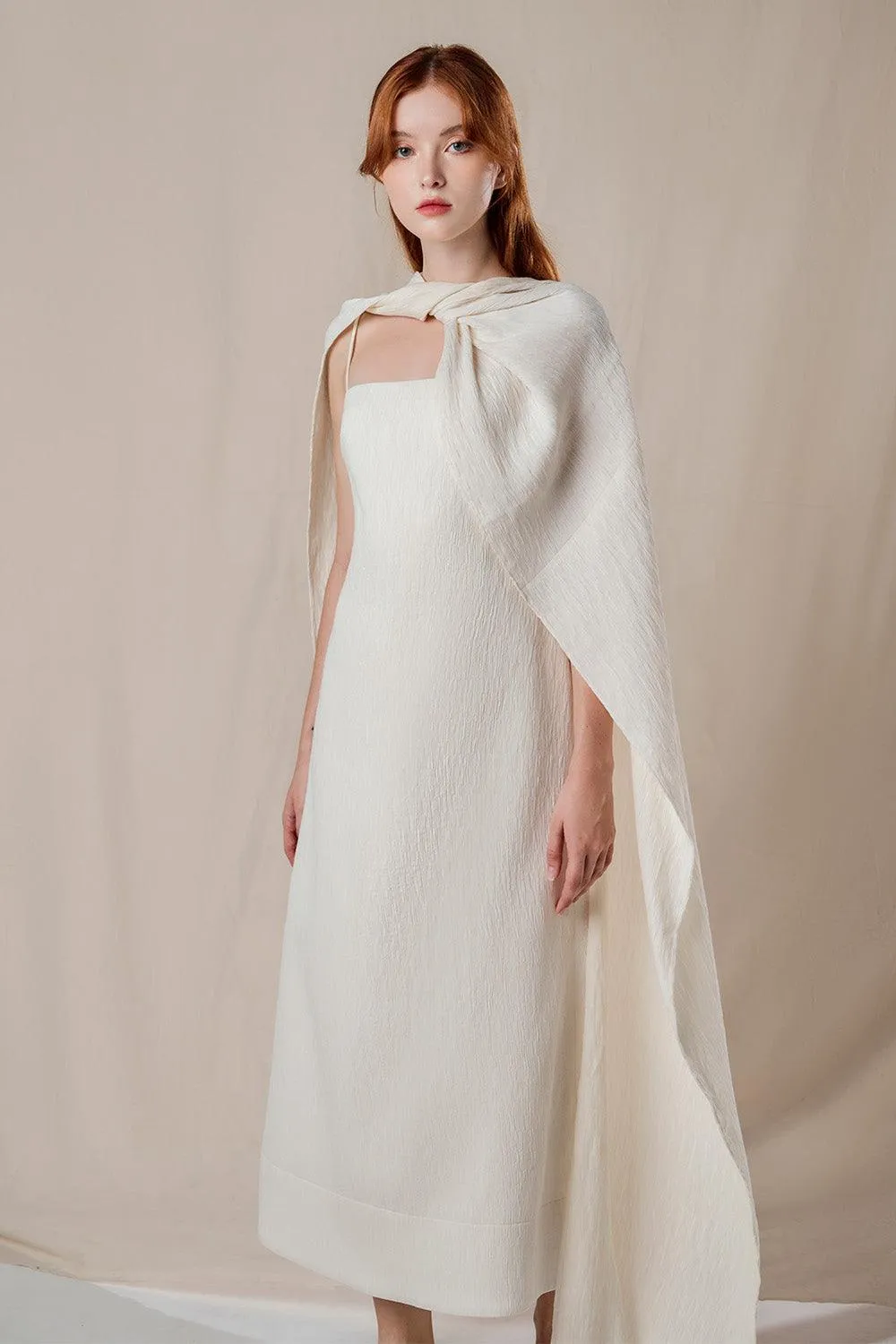 Roise A-line Sleeveless Ribbed Burlap Midi Dress