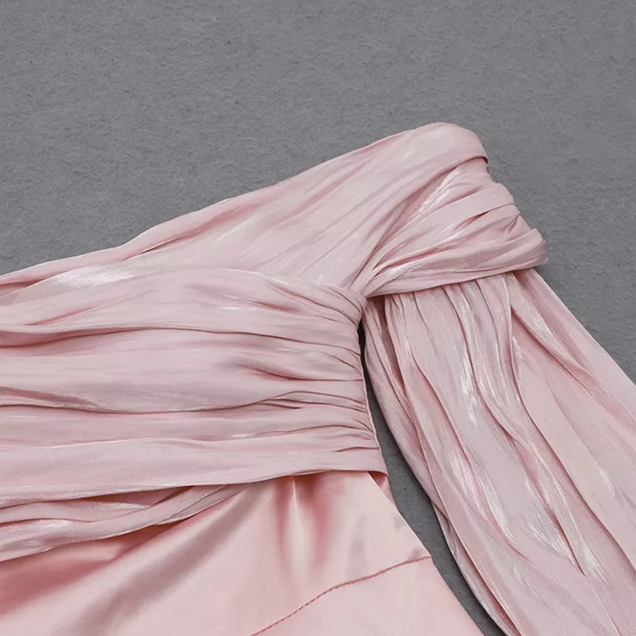 Satin Sheer Sleeve Dress