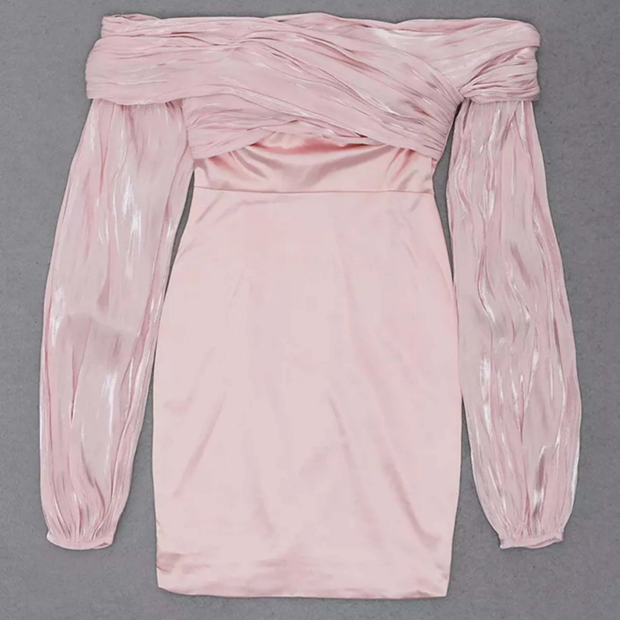 Satin Sheer Sleeve Dress