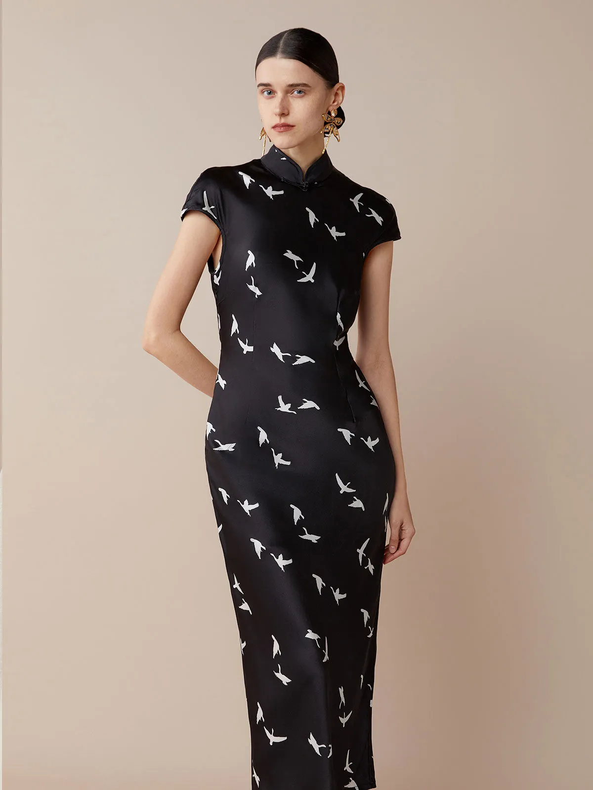 SILKINC Swan Goose Backless Cheongsam (Swan Cheongsam)