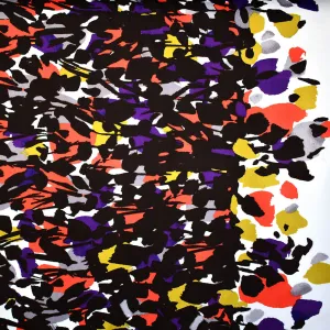 Single Border Abstract Fall Floral Stretch Sateen Espresso/Mustard