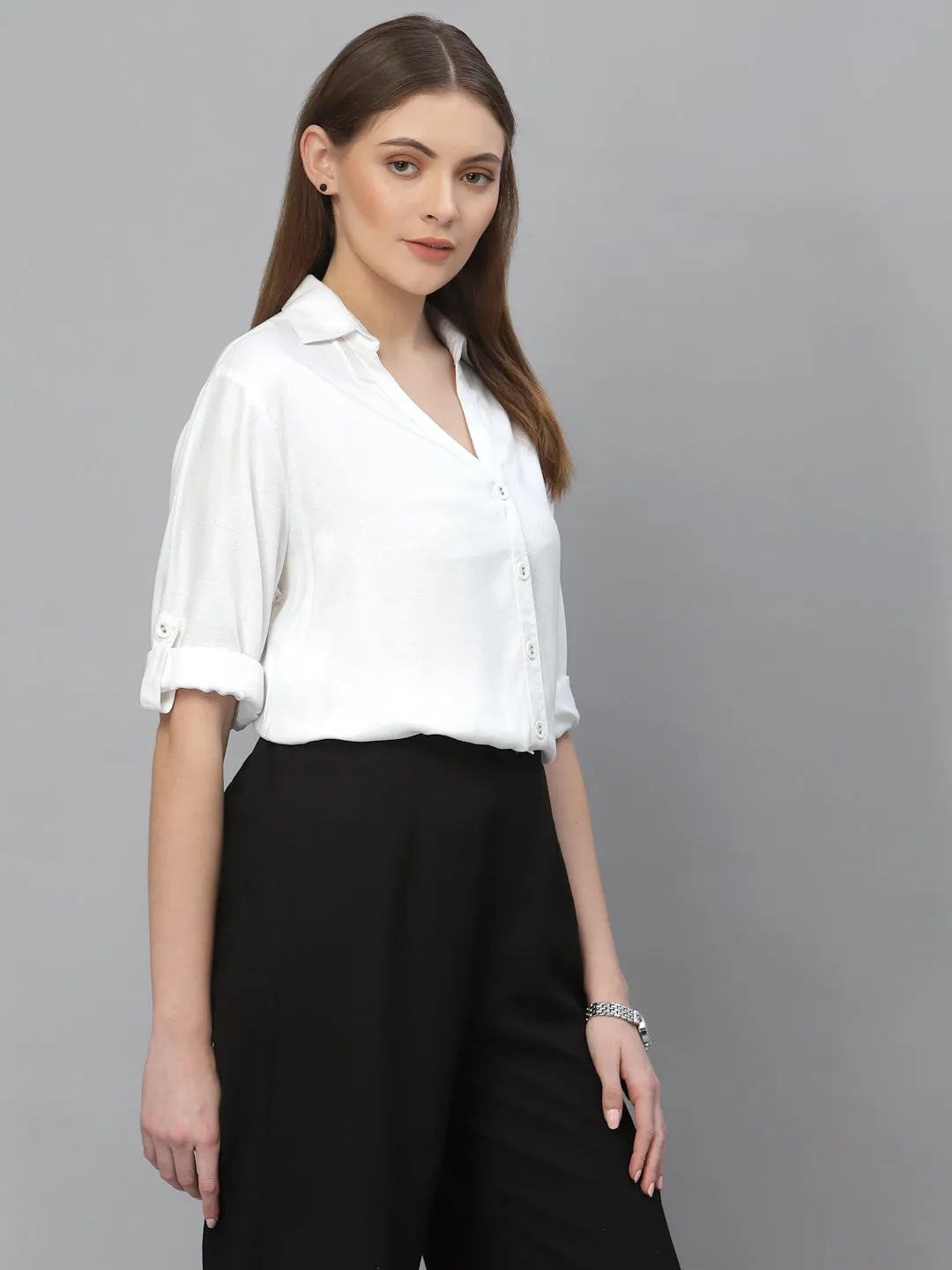 Style Quotient Women White Classic Casual Shirt