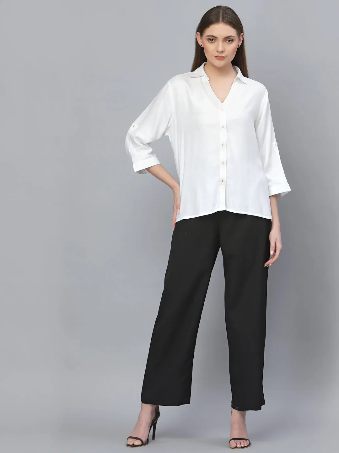 Style Quotient Women White Classic Casual Shirt