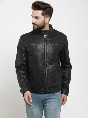 Teakwood Leathers Black Men's 100% Genuine Leather Jacket