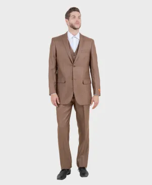 Toast Sharkskin Modern Fit 3-Piece Suit