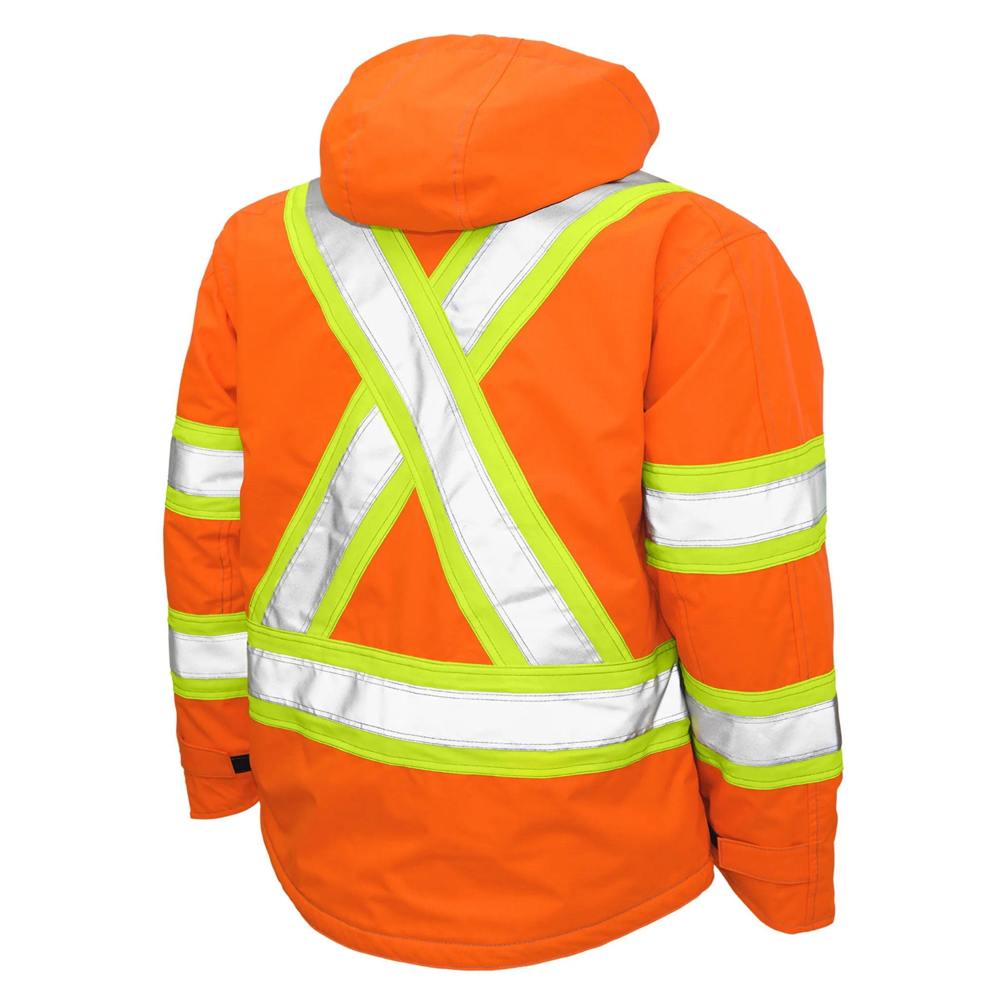 Tough Duck Men's Hi Vis Safety Work Jacket S245 - CSA 300D Poly, Fleece Lined, Waterproof & Reflective | Sizes XS-5XL
