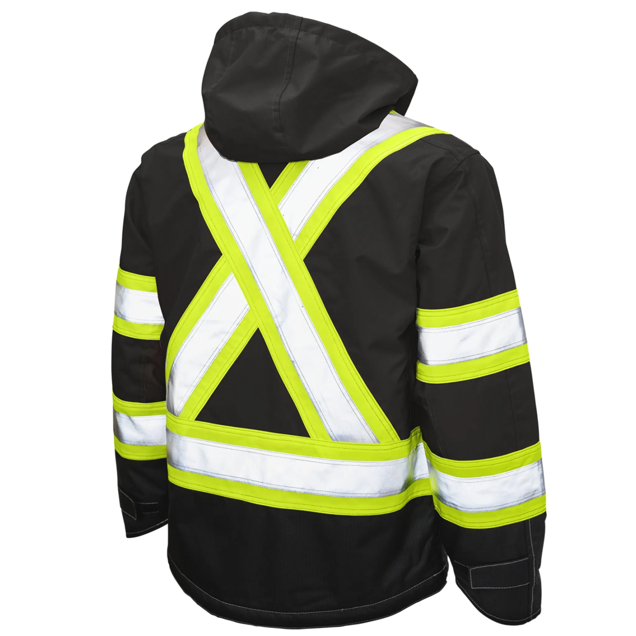 Tough Duck Men's Hi Vis Safety Work Jacket S245 - CSA 300D Poly, Fleece Lined, Waterproof & Reflective | Sizes XS-5XL