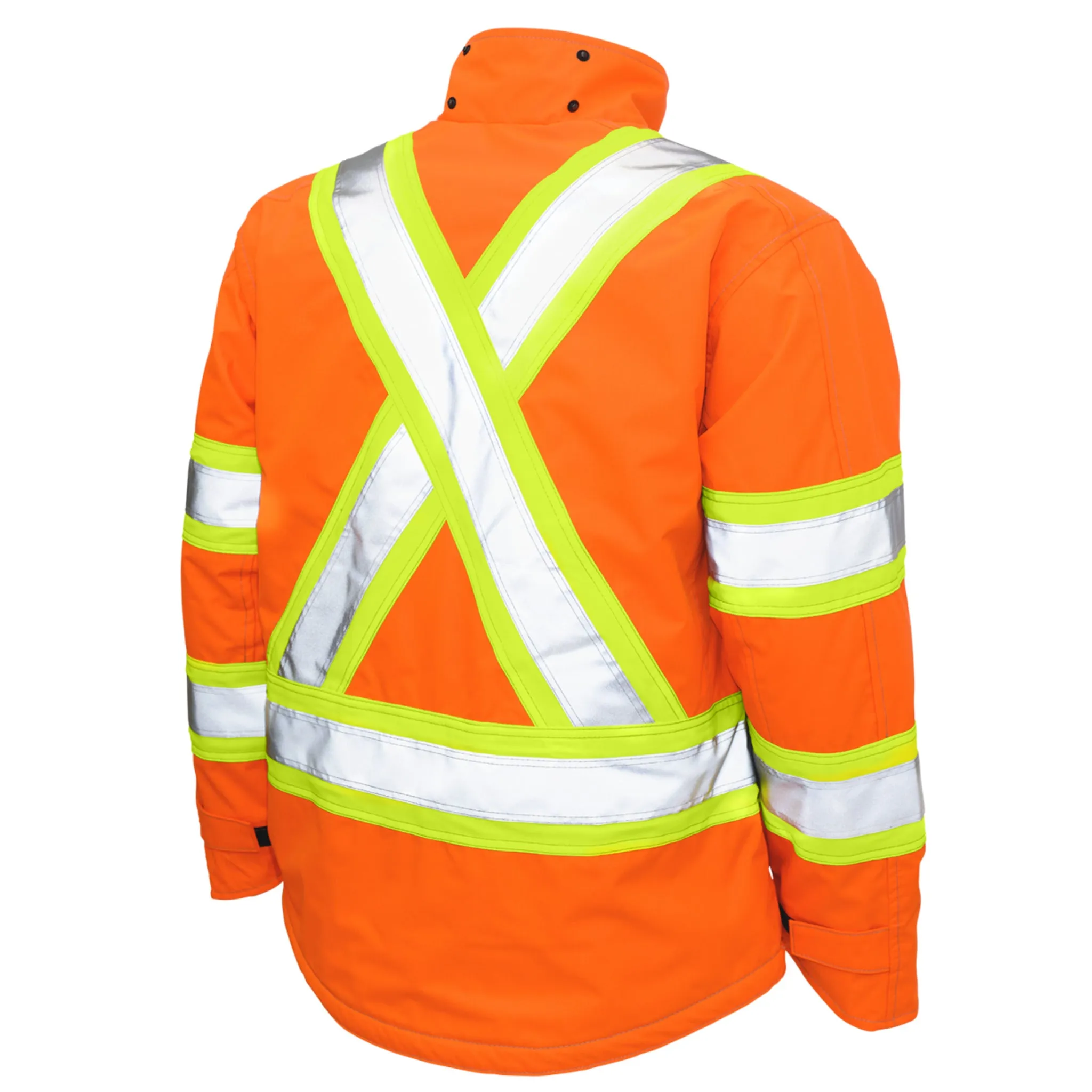 Tough Duck Men's Hi Vis Safety Work Jacket S245 - CSA 300D Poly, Fleece Lined, Waterproof & Reflective | Sizes XS-5XL