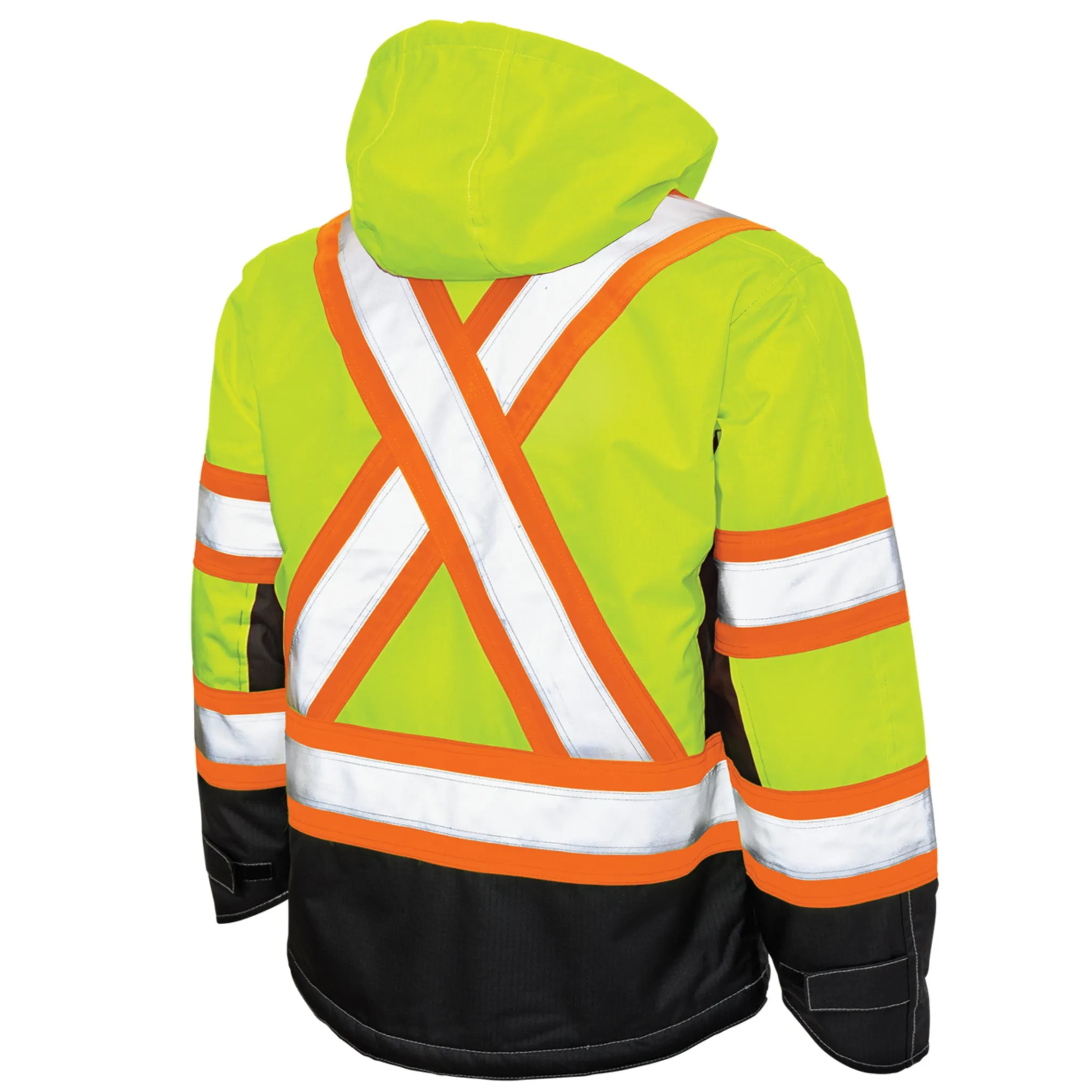 Tough Duck Men's Hi Vis Safety Work Jacket S245 - CSA 300D Poly, Fleece Lined, Waterproof & Reflective | Sizes XS-5XL