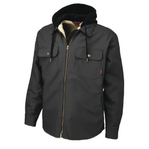 Tough Duck Men's Jac-Shirt WS03 - Sherpa Lined Cotton Duck, Hooded, Front Zip, Durable, Warm, for Outdoor Work, Construction, Agriculture | Sizes S-3XL