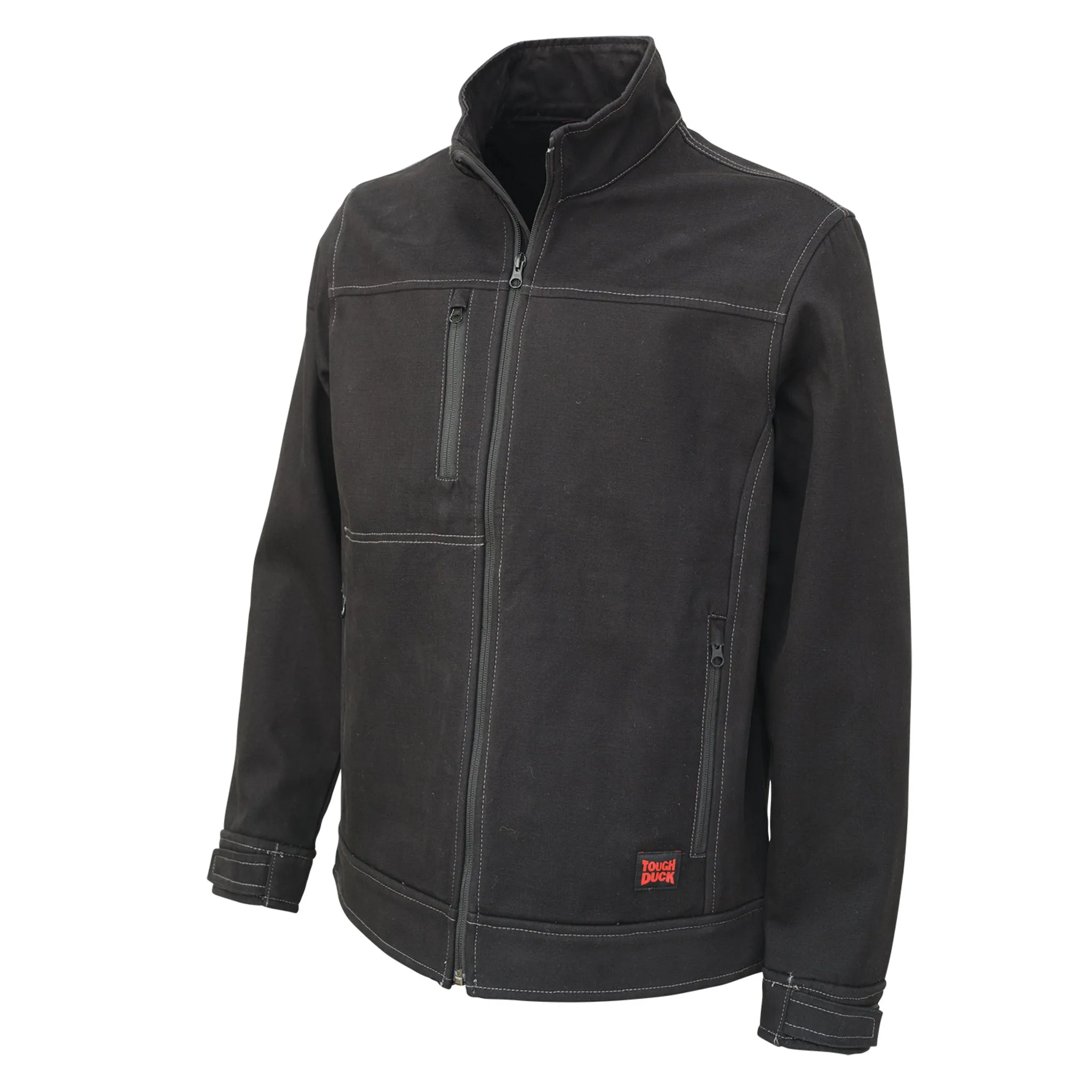 Tough Duck Men's Winter Work Soft Shell Jacket WJ09 - 8 oz Bonded Cotton Duck/Poly Fleece, Insulated, Water Repellent, Black, Durable & Stylish | Sizes S-5XL