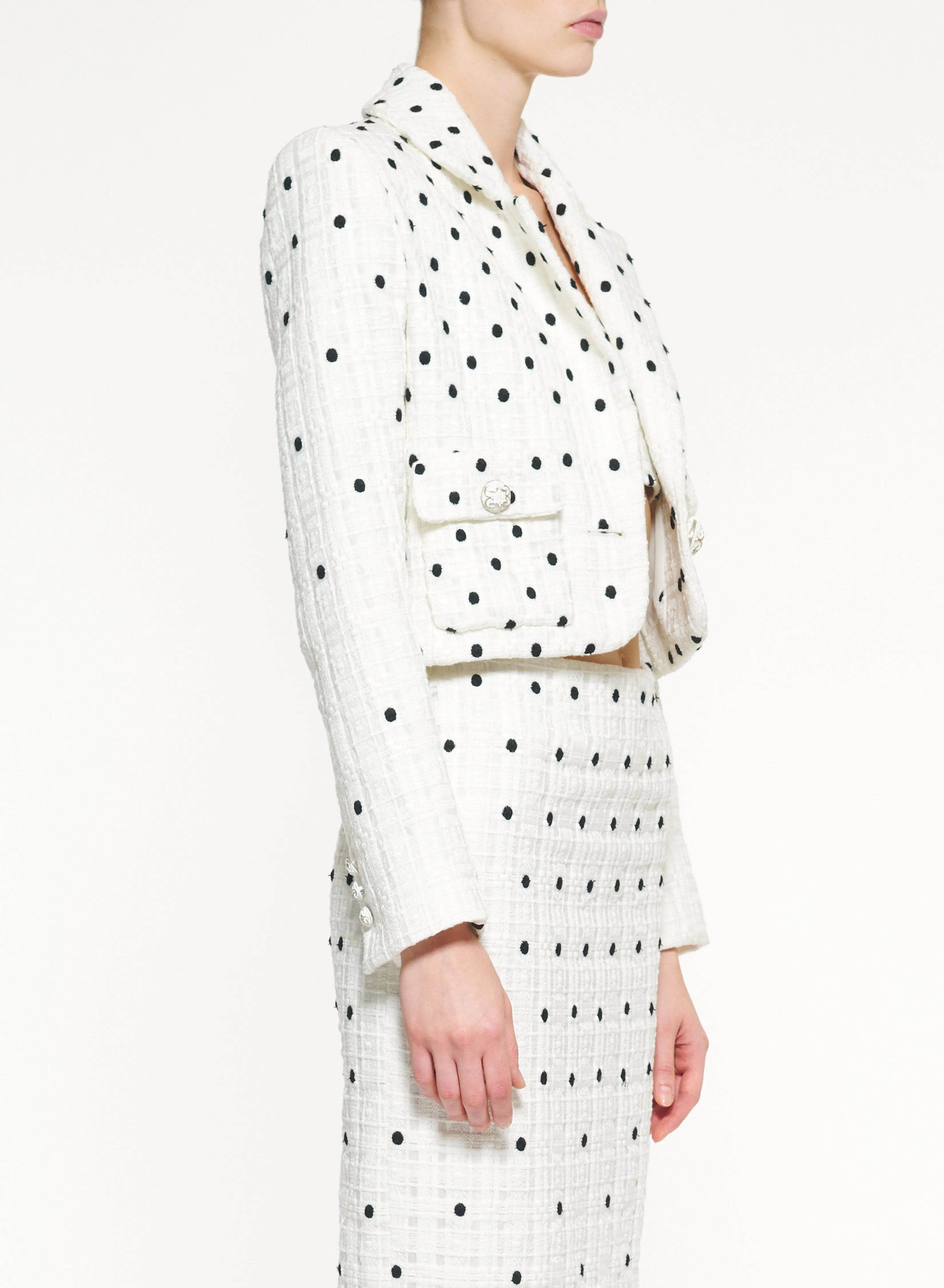 Tweed Effect Moon Dot Jacket