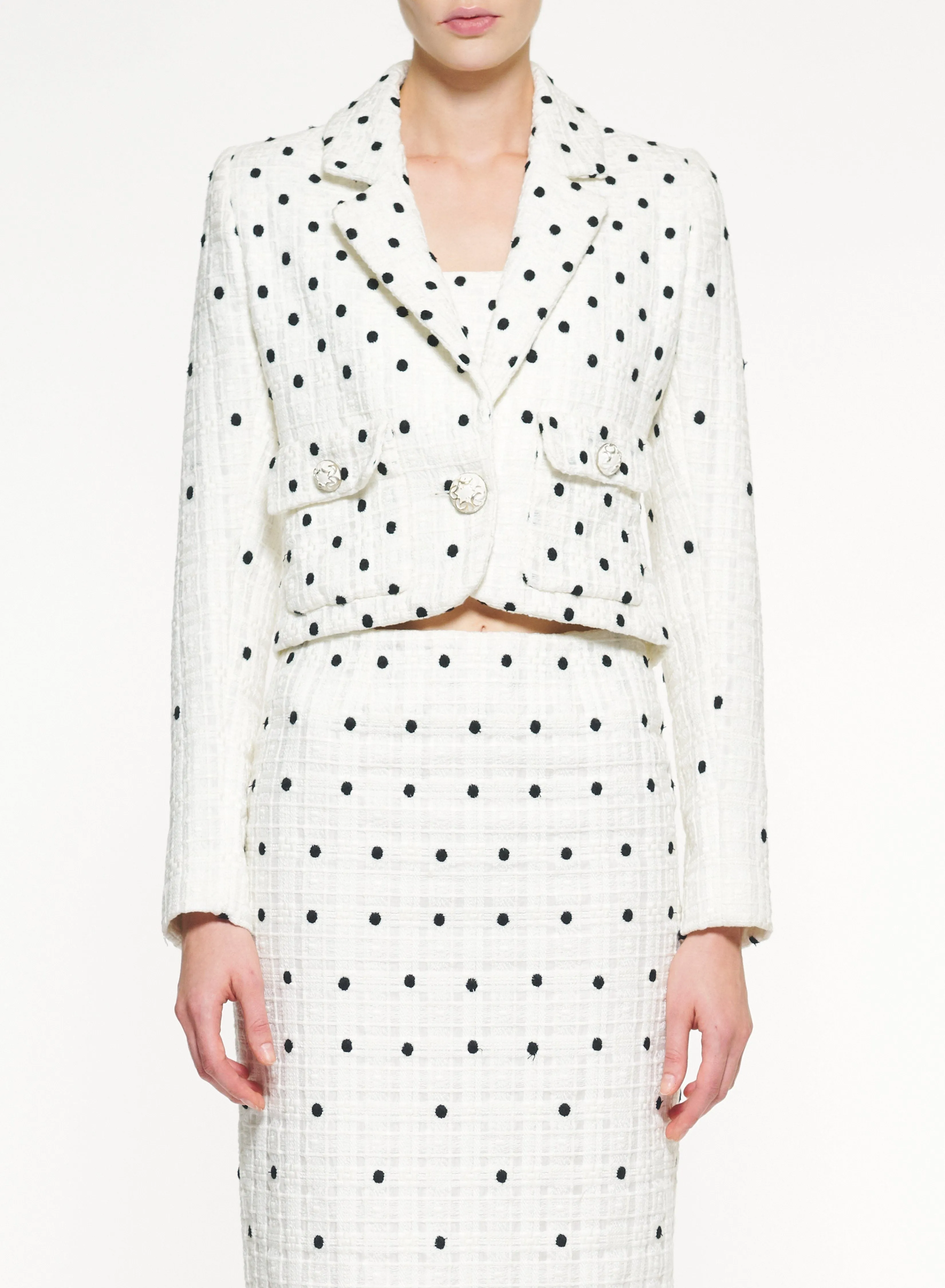 Tweed Effect Moon Dot Jacket