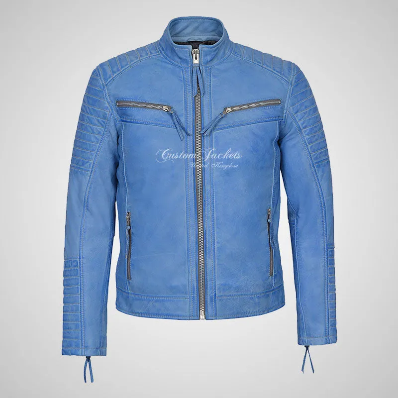 URIAH Mens Leather Biker Jacket Soft Lamb Napa Leather