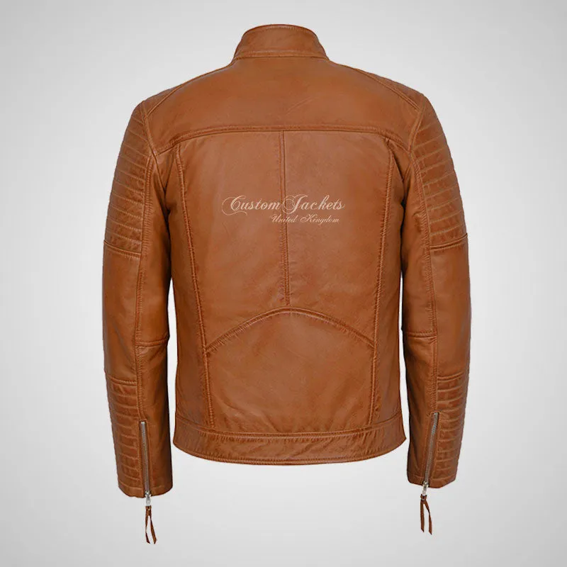 URIAH Mens Leather Biker Jacket Soft Lamb Napa Leather