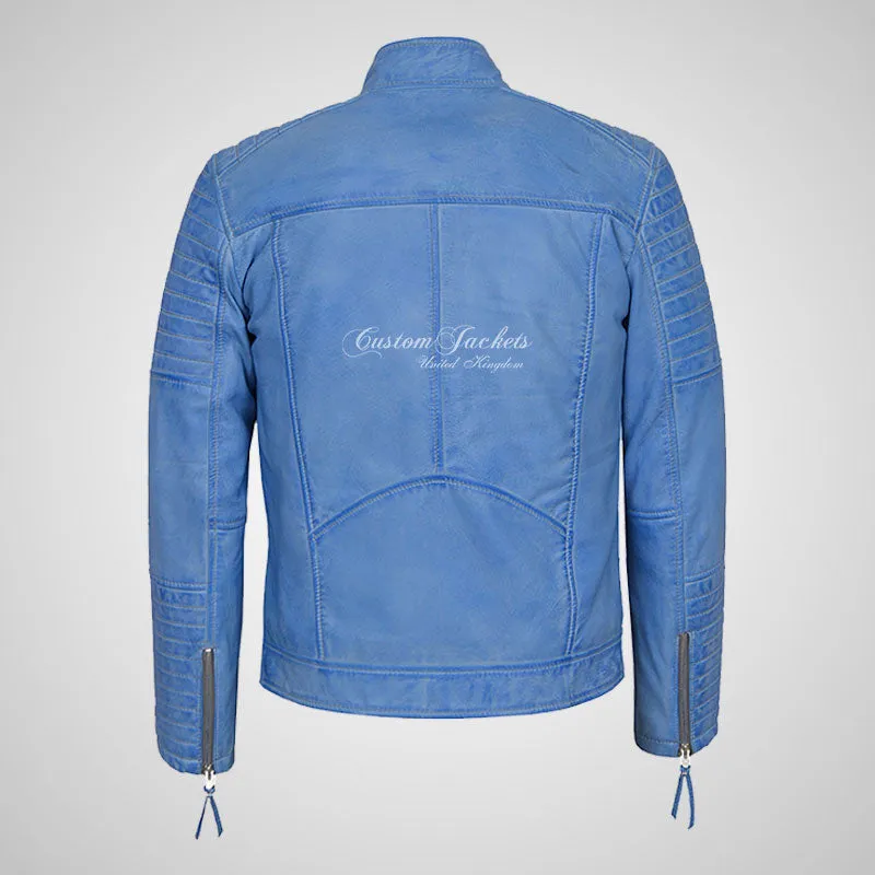 URIAH Mens Leather Biker Jacket Soft Lamb Napa Leather