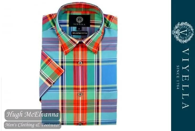 Viyella Classic Fit MacBeth Tartan Short Sleeve Supima Cotton Shirt Style: VY0519H-775