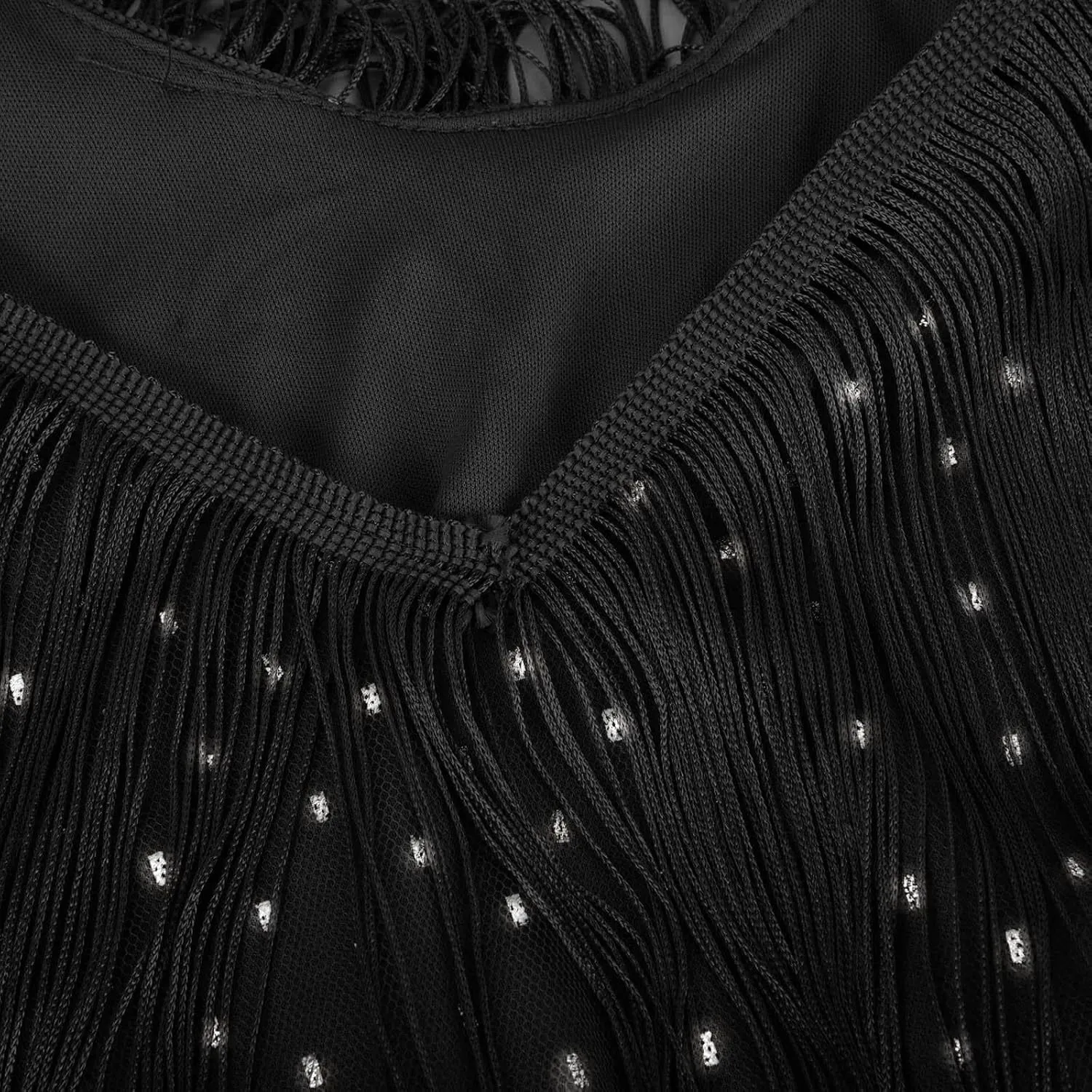 Women Sexy Deep V-Neck Bodycon Dress Summer Layered Fringe Tassel Flapper Dresses Club Party Prom Mini Strap Dress