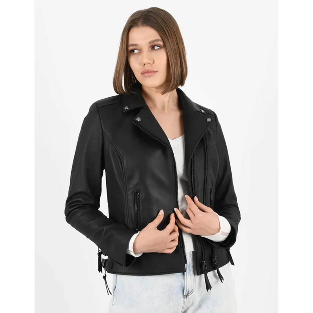 Women’s Black Classic Biker Leather Jacket