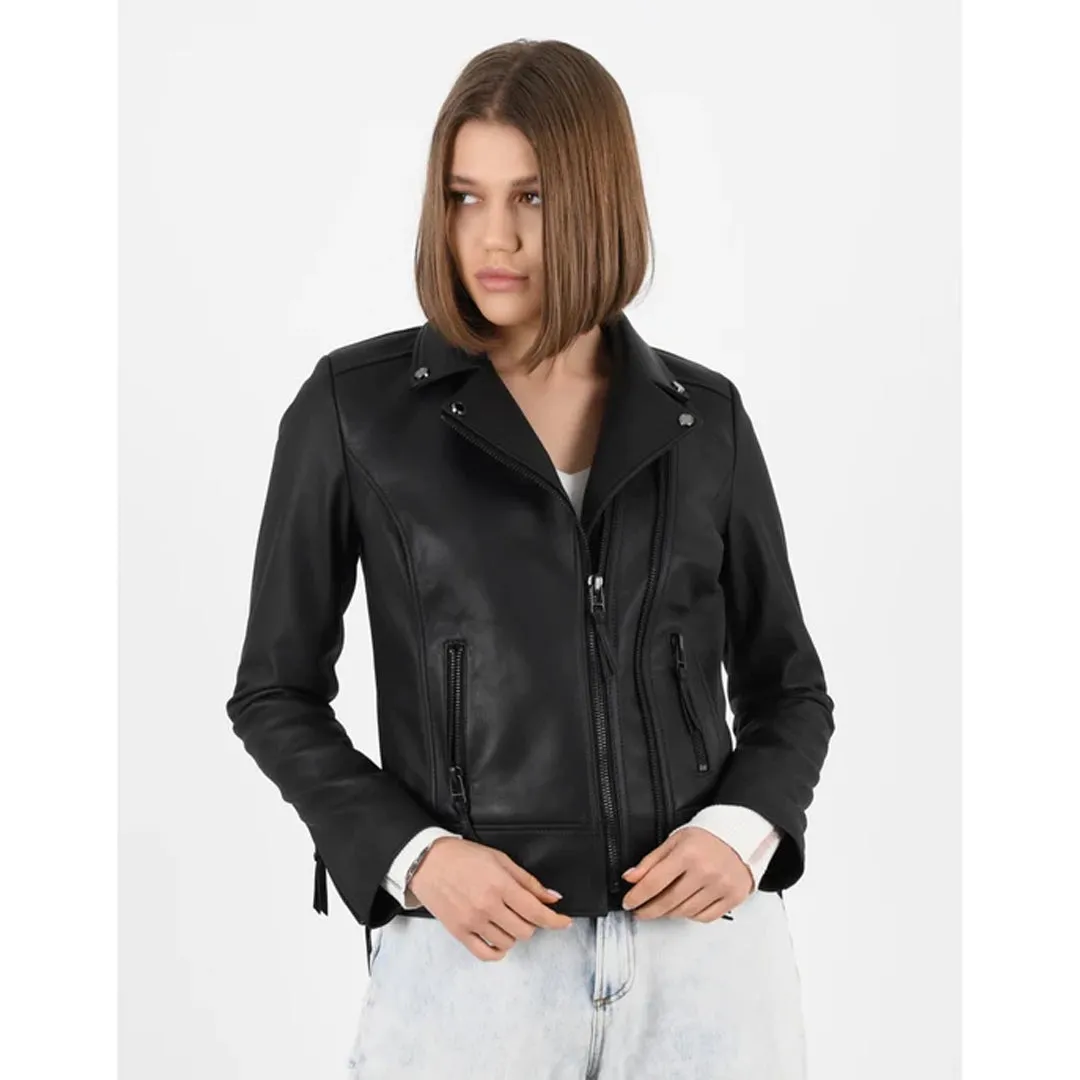 Women’s Black Classic Biker Leather Jacket