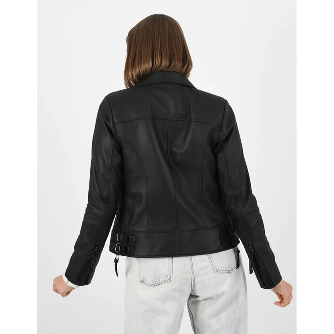Women’s Black Classic Biker Leather Jacket