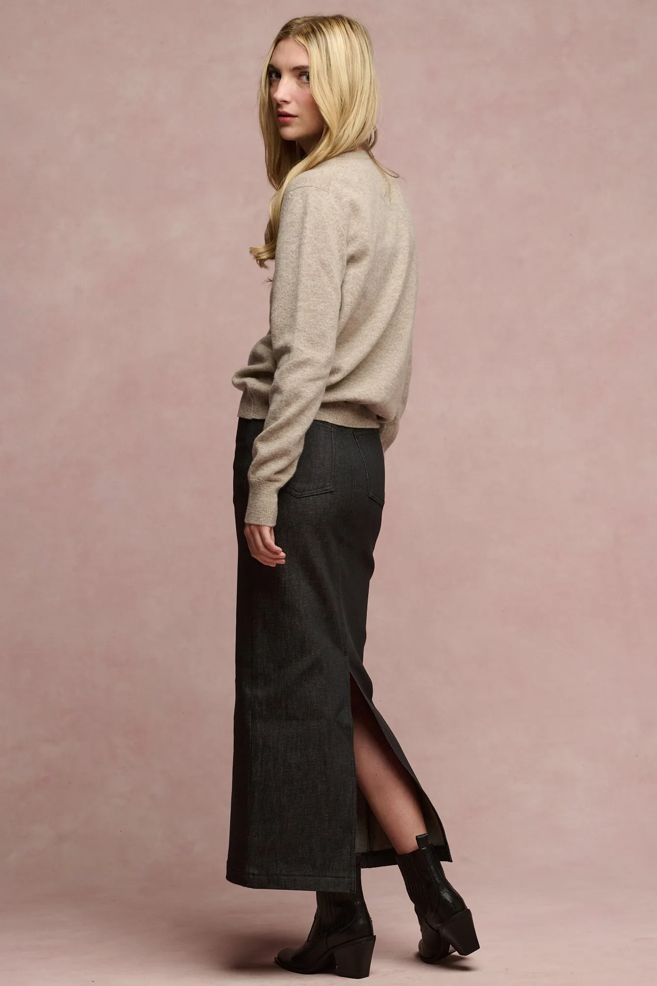 Women's Frankie Denim Maxi Skirt - Black